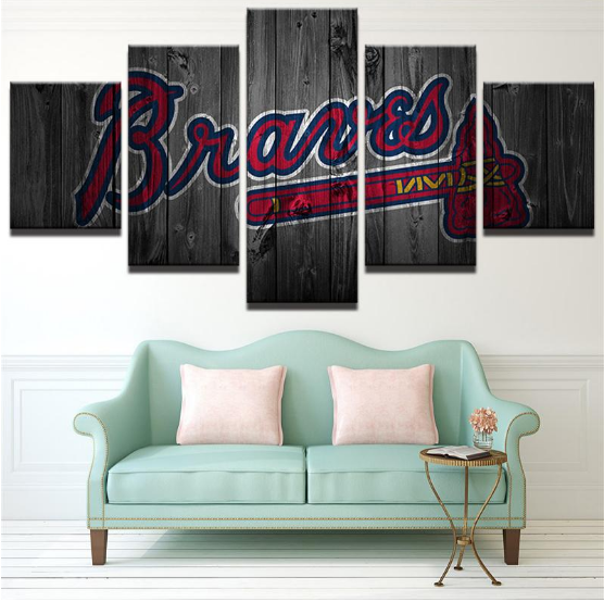 logo de lquipe des braves datlantaatlanta braves team logo baseball 5 pices peinture sur toile impression sur toile toile arteucli