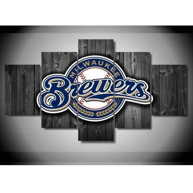 logo de lquipe sportive de milwaukee brewersmilwaukee brewers sports team logo baseball 5 pices peinture sur toile impression sur toile toile artntr2m