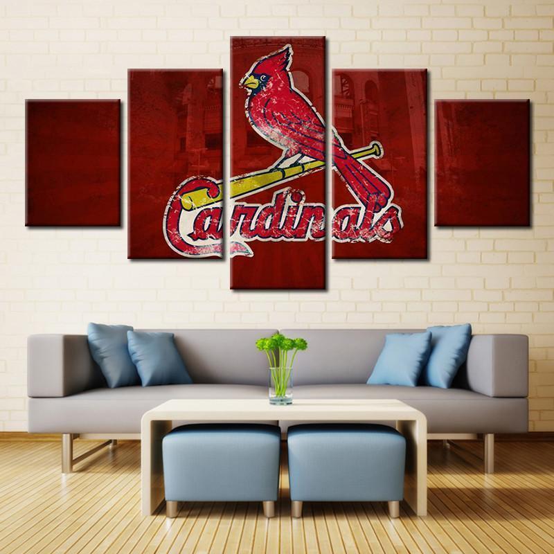 logo des cardinals de saint louis baseball 5st louis cardinals logo baseball 5 5 pices peinture sur toile impression sur toile toile