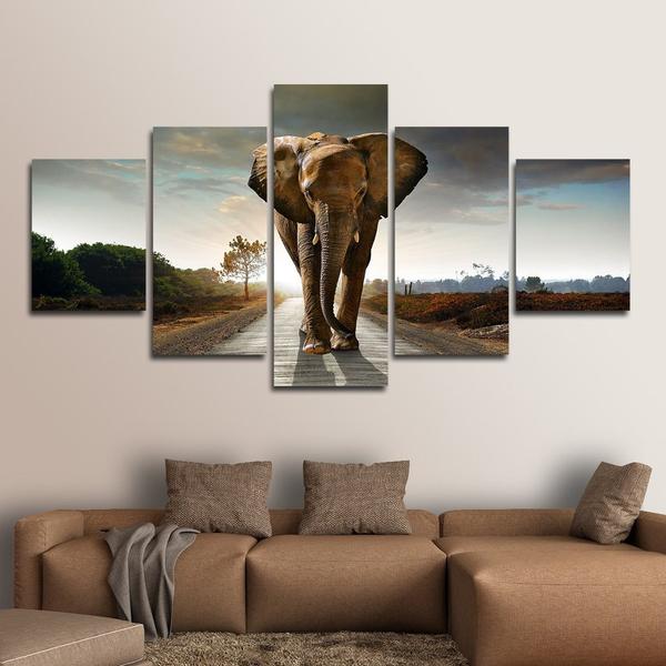 lphant dafrique brun 9brown african elephant 9 5 pices peinture sur toile impression sur toile toile art pour la dcoration intrieureezmoz