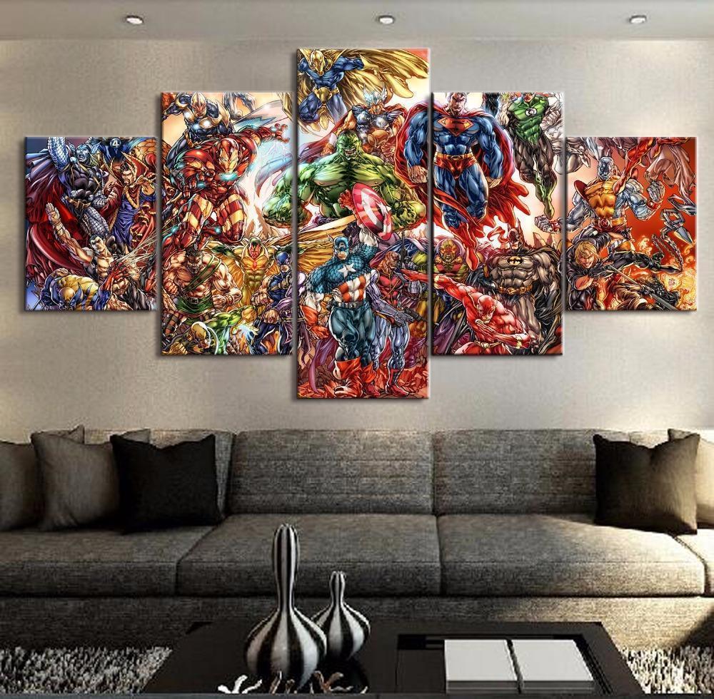 marvel dc mashup collage filmmarvel dc mashup collage movie 5 pices peinture sur toile impression sur toile toile art pour la dcoration intrieure0uvyn