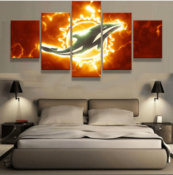 miami dolphin football sport 4 5 pices peinture sur toile impression sur toile toile art pour la dcoration intrieureq5odv