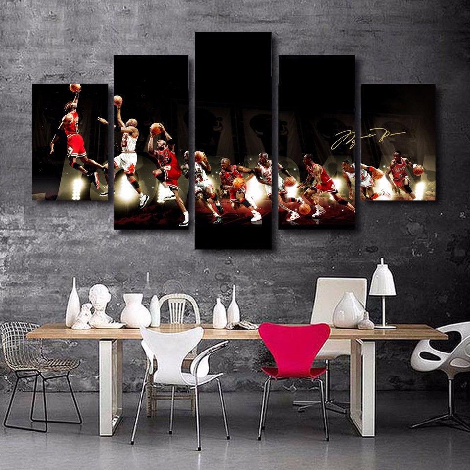 michael jordan basketball 1 5 pices peinture sur toile impression sur toile toile art pour la dcoration intrieurecvjjb