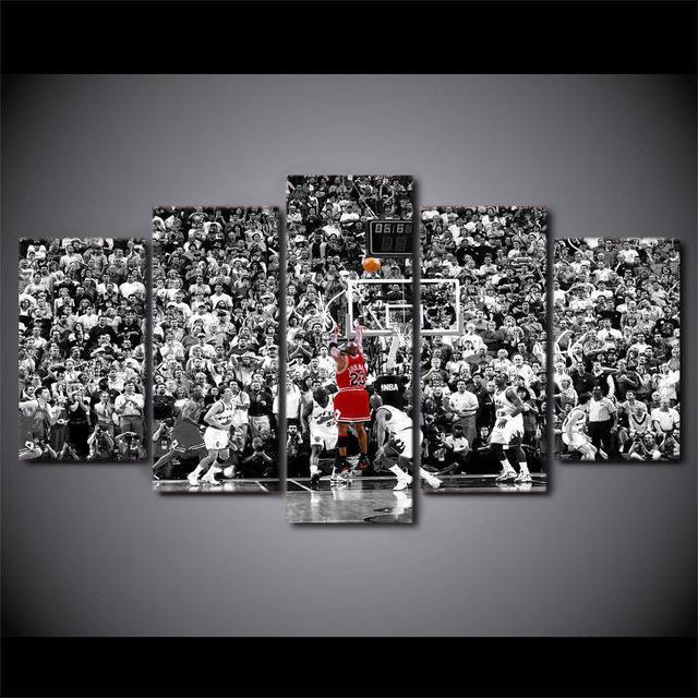 michael jordan chicago bulls tournmichael jordan chicago bulls shot 5 pices peinture sur toile impression sur toile toile artluakz