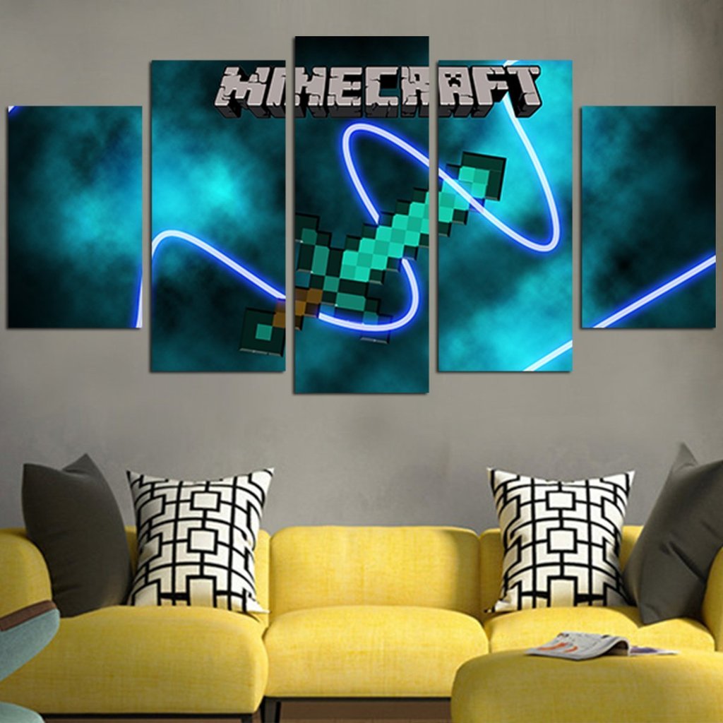 minecraft logo sword 5 pices peinture sur toile impression sur toile toile artnlasq
