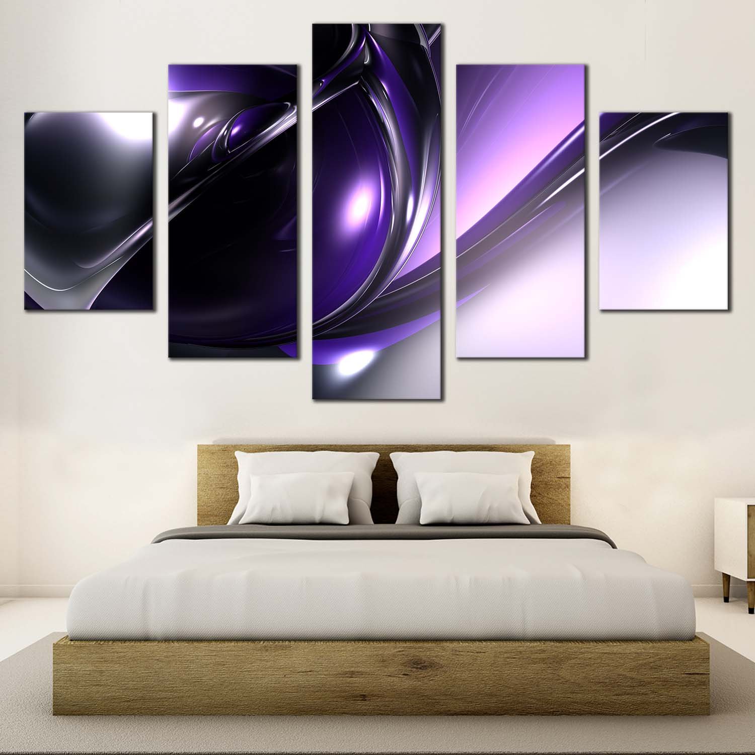 motifs abstraits noir violet 3d abstrait beau abstrait moderne 5 pices peinture sur toileubucm
