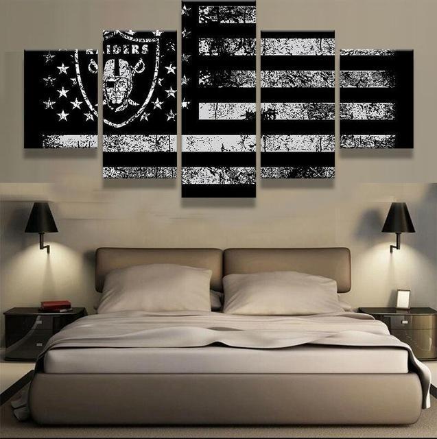 oakland raiders drapeau amricain sportoakland raiders american flag sport 5 pices peinture sur toile impression sur toile toile