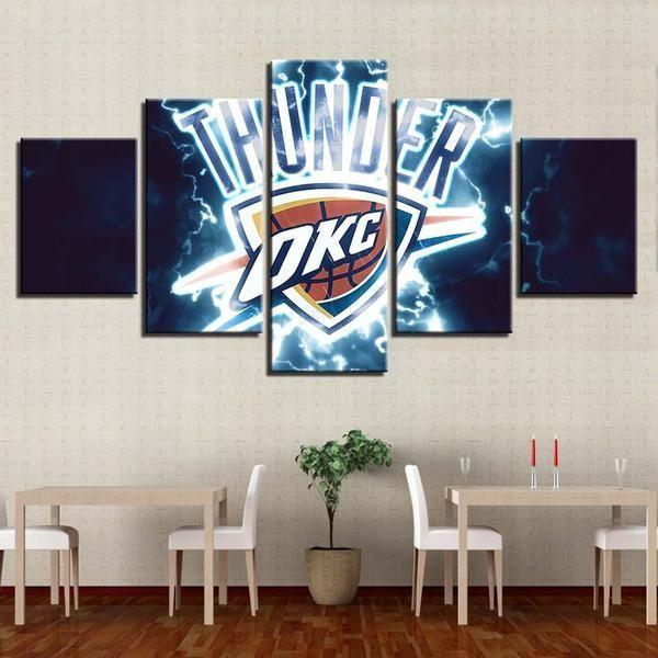 oklahoma city thunder logo sport 5 pices peinture sur toile impression sur toile toile art pour la dcoration intrieure3eemo