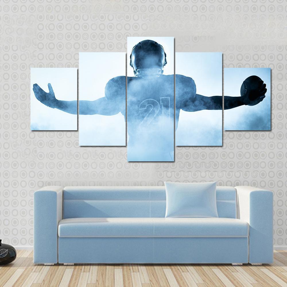 portrait de joueur de football amricain dans lombre de la silhouette 5 pices peinture sur toileggwrq