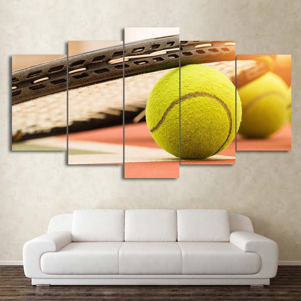 raquette de tennis sporttennis racket sport 5 pices peinture sur toile impression sur toile toile art pour la dcoration