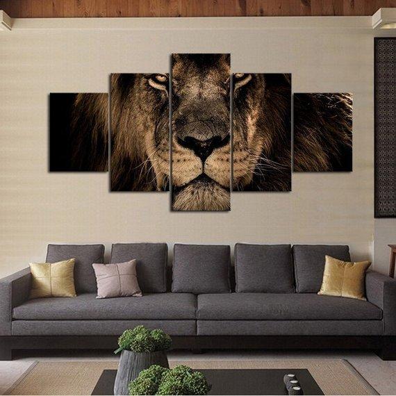 regarder le lionstare lion 5 pices peinture sur toile impression sur toile toile art pour la dcoration intrieure5qgol