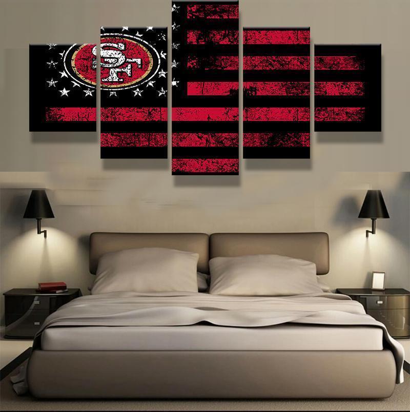 sport des 49ers de san franciscosan francisco 49ers sport 5 pices peinture sur toile impression sur toile toile art pour la dcoration