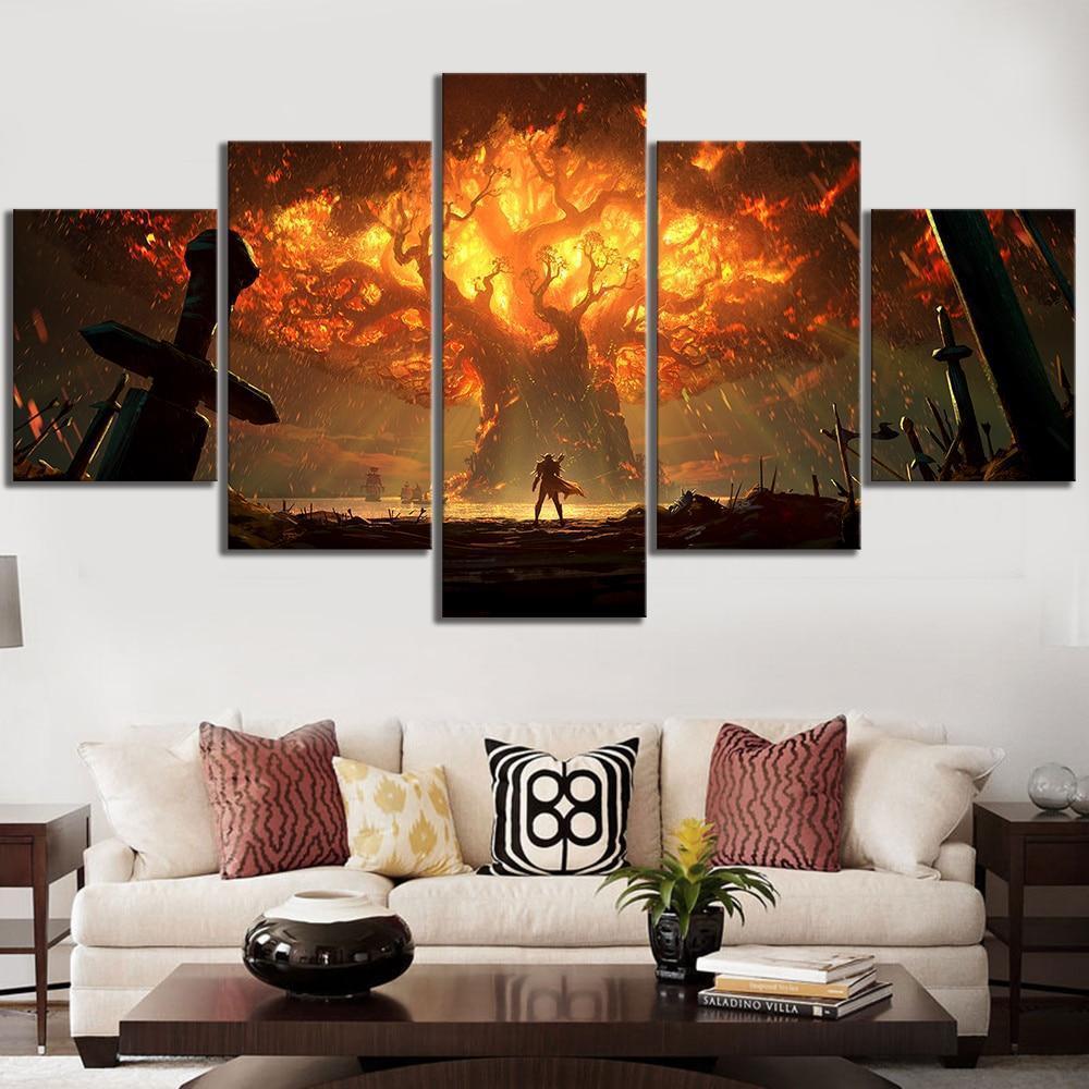 sylvanas burning tree world of warcraft gaming 5 pices peinture sur toile impression sur toile toile art pour la dcoration intrieure7kakv