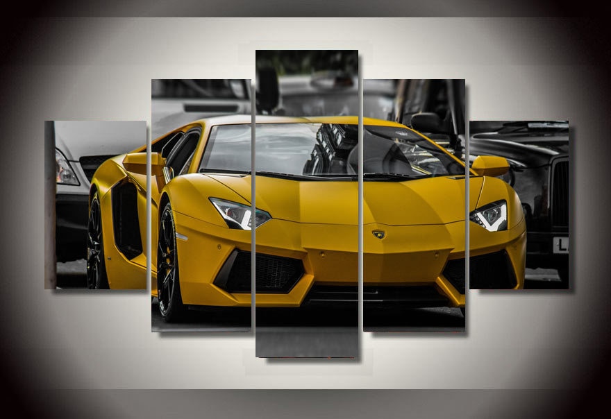 voiture de sport jaune lamborghinilamborghini yellow sports car 5 pices peinture sur toile impression sur toile toile artmf9ls