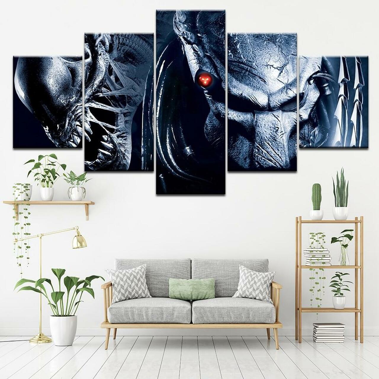 alien vs predator 5 pices peinture sur toile impression sur toile toile art pour la dcoration intrieureapg0j
