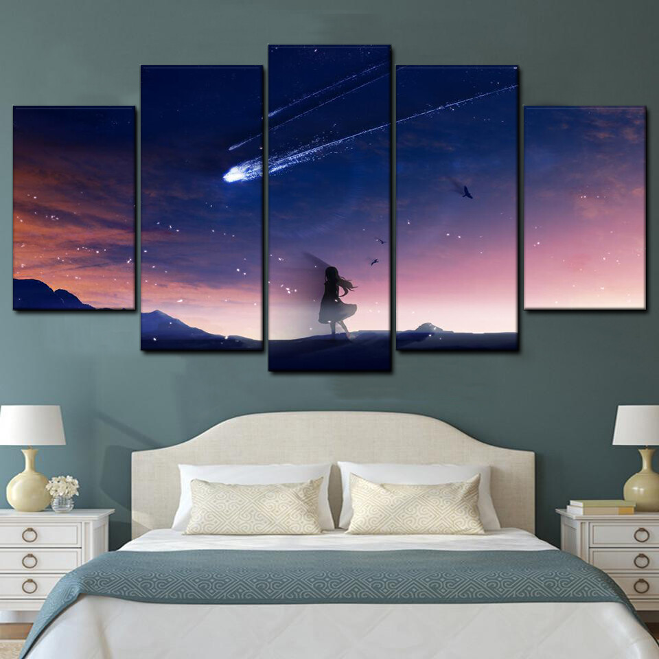 anime kite in sky dusk 5 pices peinture sur toile impression sur toile toile art pour la dcoration intrieure3qvwn