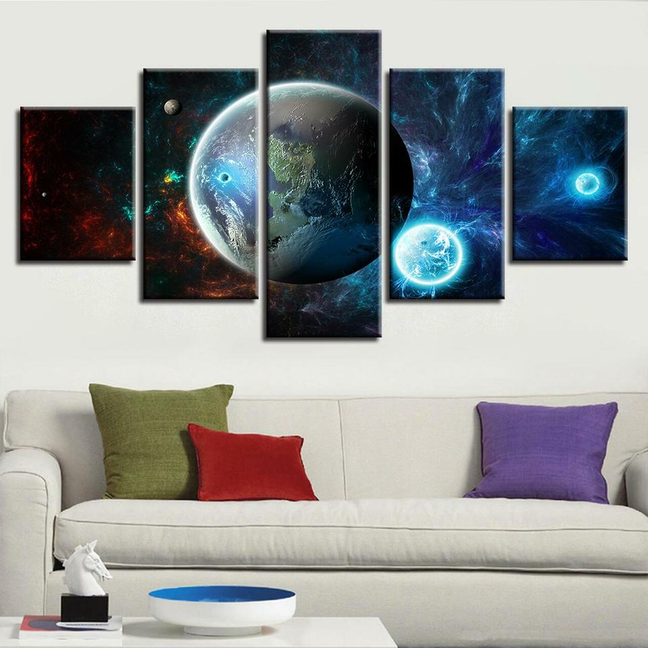 around the planets 5 pices peinture sur toile impression sur toile toile art pour la dcoration intrieurejskv7