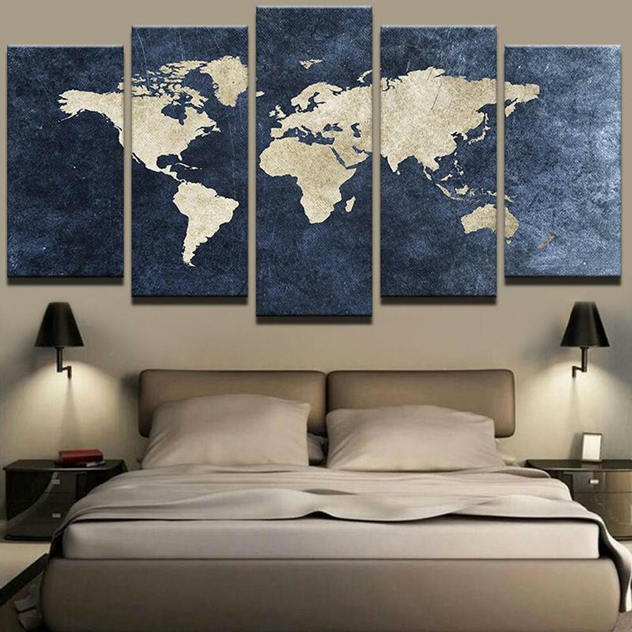 art 1 world map 5 pices peinture sur toile impression sur toile toile art pour la dcoration intrieurejbeeu