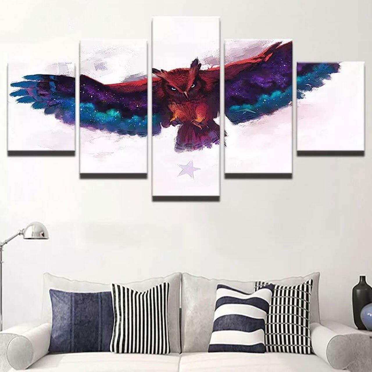 artsy owl 5 pices peinture sur toile impression sur toile toile art pour la dcoration intrieureehomq