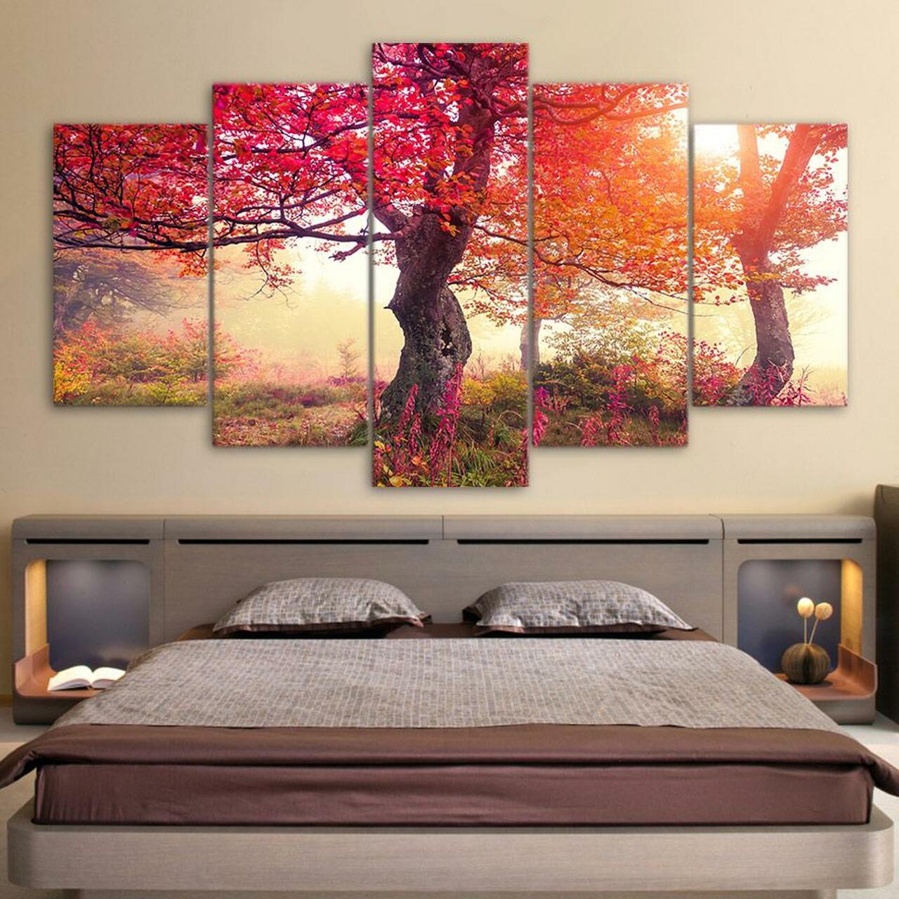autumn red leaves 5 pices peinture sur toile impression sur toile toile art pour la dcoration intrieure8vf9c