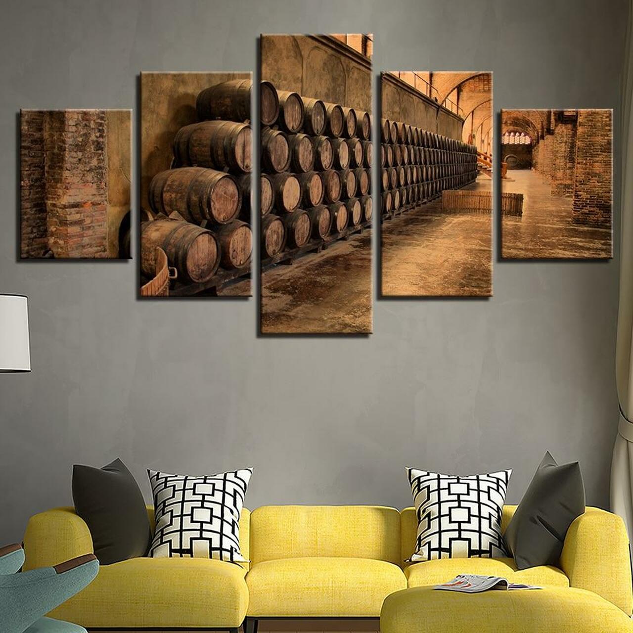 barrels of wine 5 pices peinture sur toile impression sur toile toile art pour la dcoration intrieureynr0m