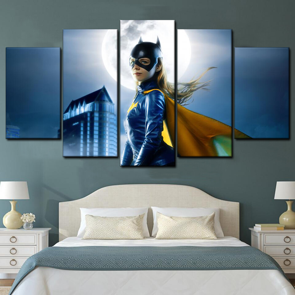 batwoman at night 5 pices peinture sur toile impression sur toile toile art pour la dcoration intrieureuha9k