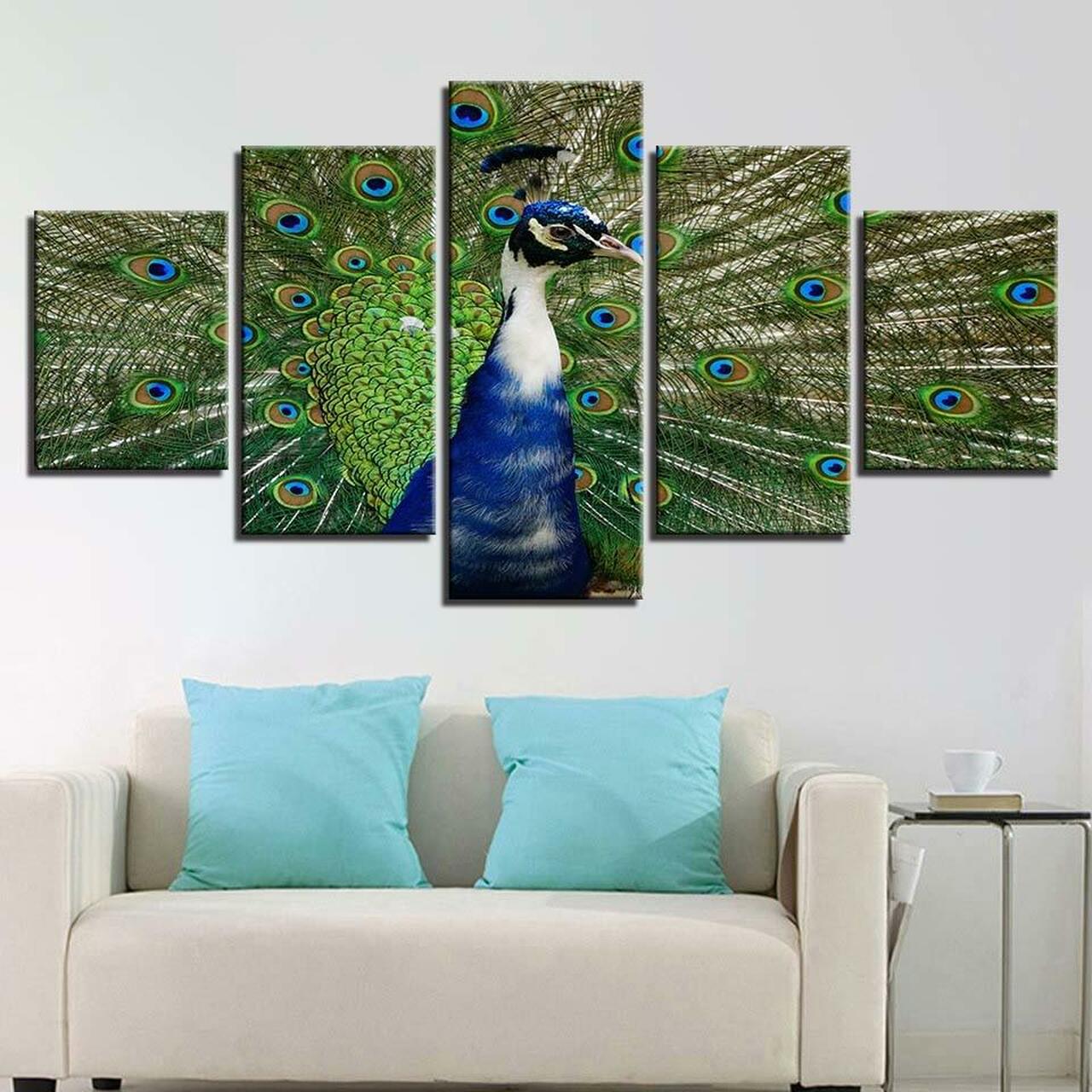 beautiful peacock 5 pices peinture sur toile impression sur toile toile art pour la dcoration