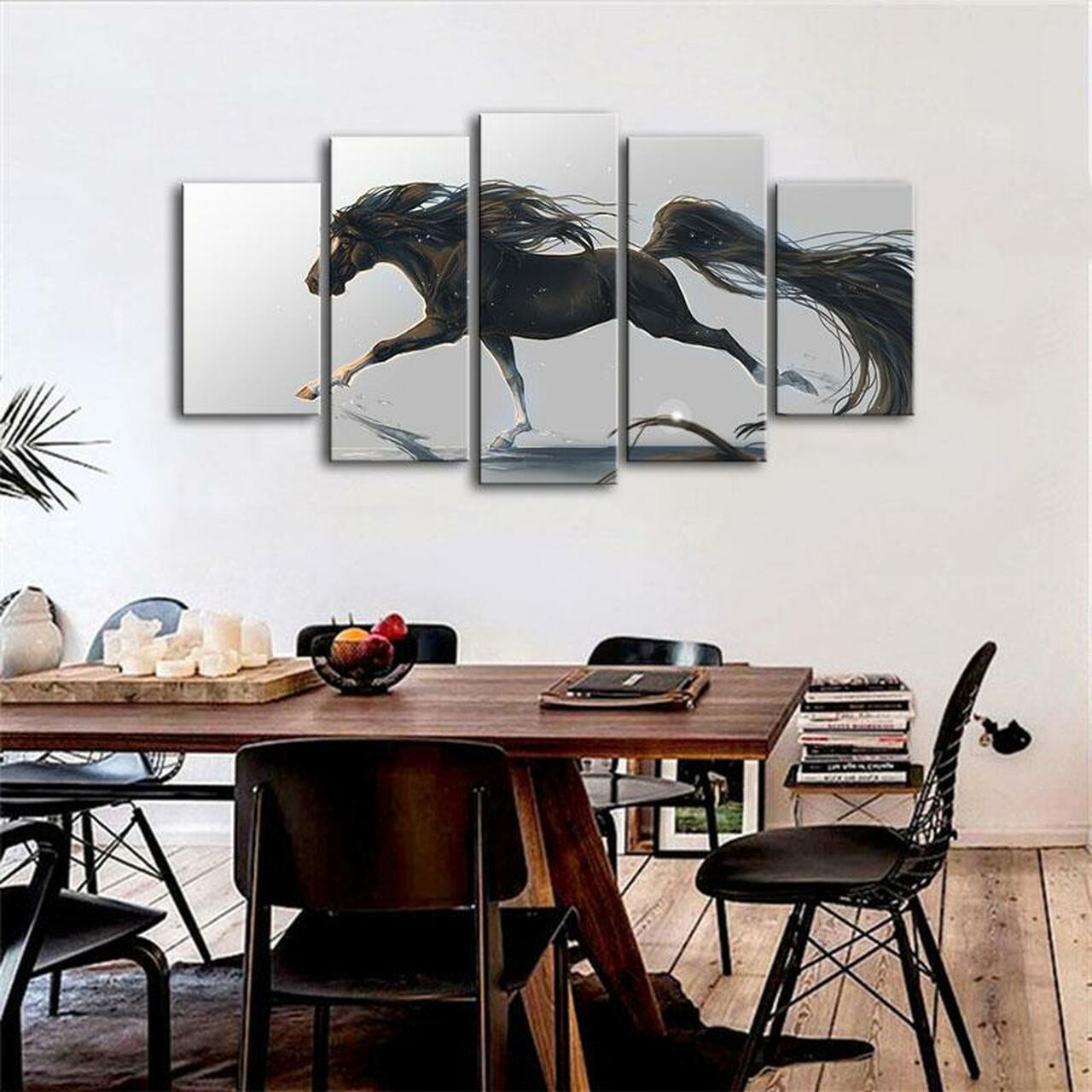 black stallion horse 5 pices peinture sur toile impression sur toile toile art pour la dcoration