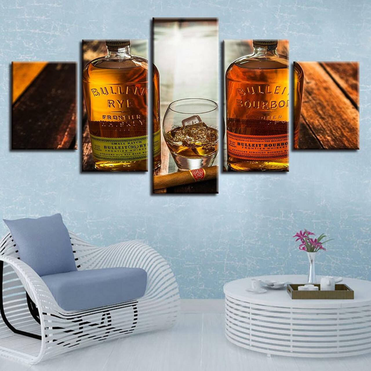 bourbon whiskey 5 pices peinture sur toile impression sur toile toile art pour la dcoration intrieurezsy9g