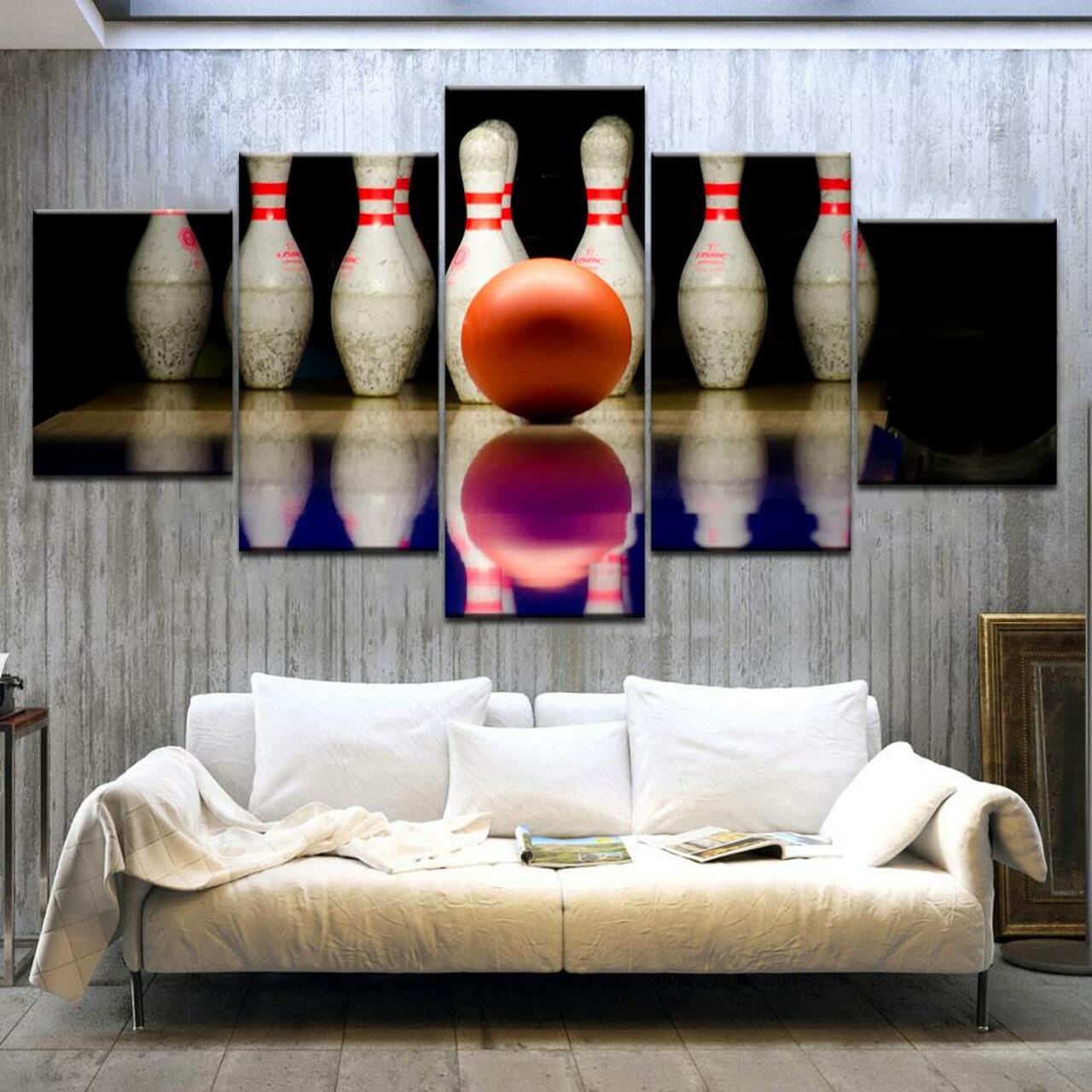 bowling ball 5 pices peinture sur toile impression sur toile toile art pour la dcoration intrieurelscmg