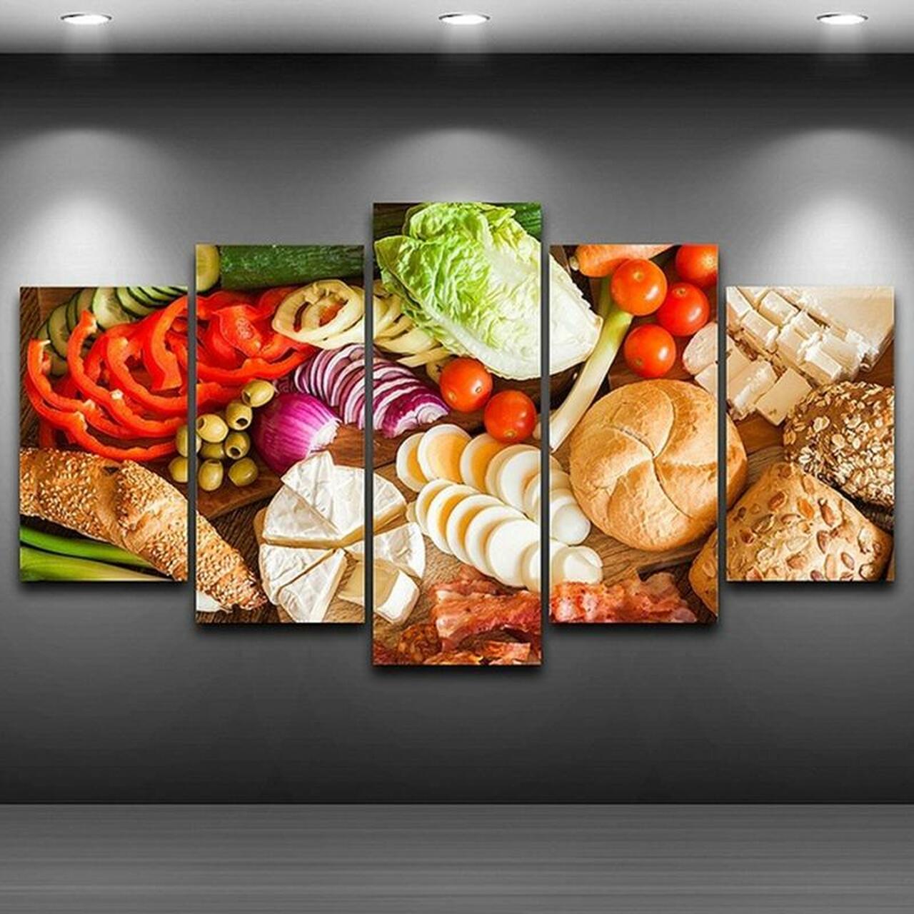 bread and vegetables 5 pices peinture sur toile impression sur toile toile art pour la dcoration intrieure81ze5