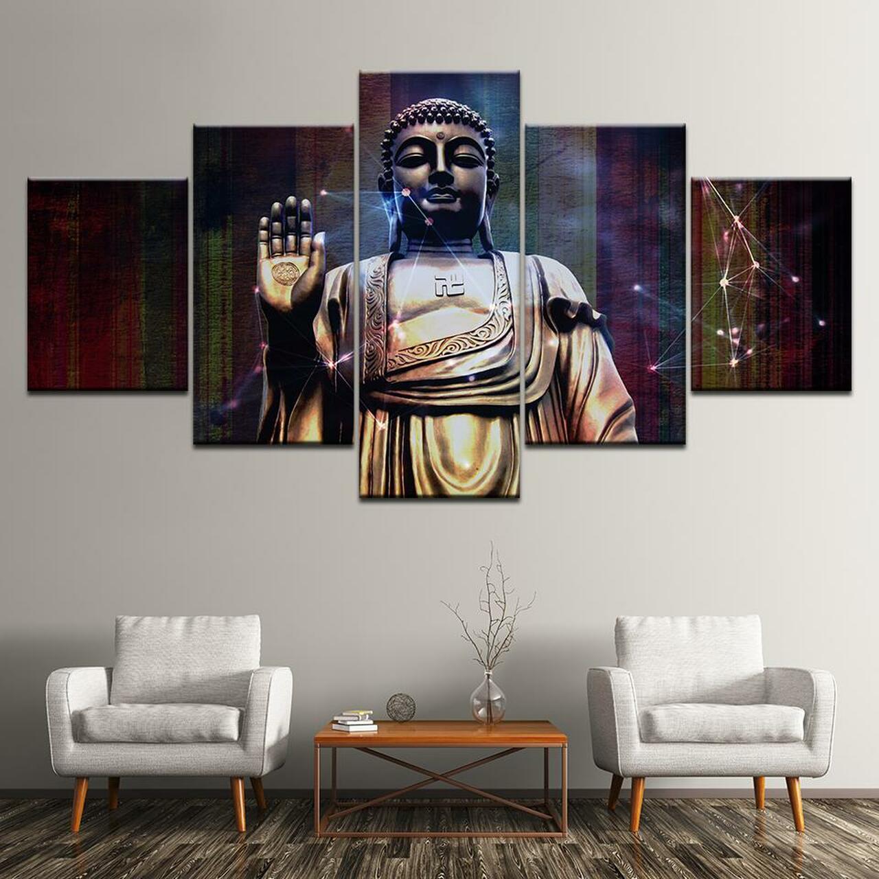 buddha blesses 5 pices peinture sur toile impression sur toile toile art pour la dcoration
