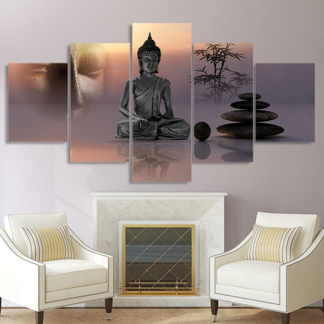 buddha o buddha 5 pices peinture sur toile impression sur toile toile art pour la dcoration