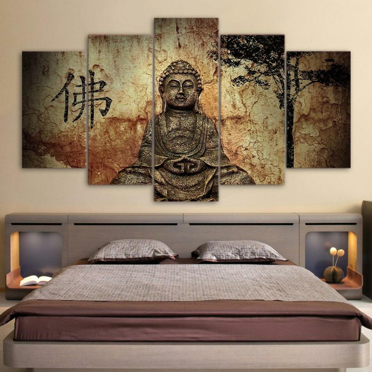 buddha rustic earth 5 pices peinture sur toile impression sur toile toile art pour la dcoration intrieurep83qm