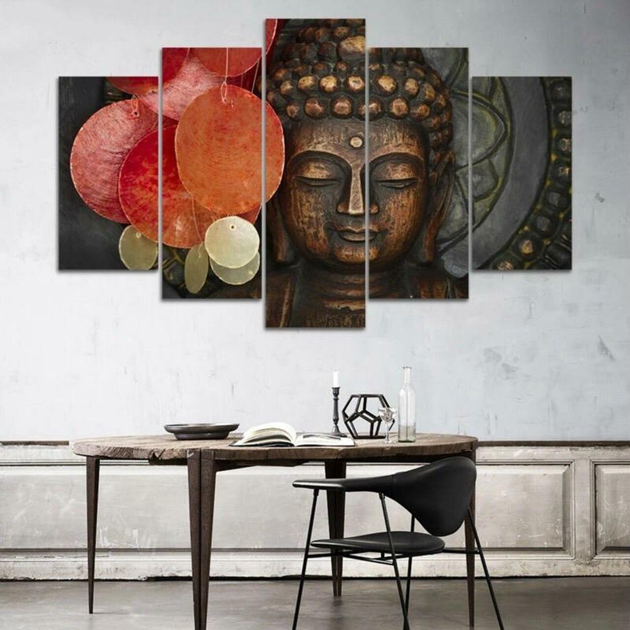 buddha wind chimes 5 pices peinture sur toile impression sur toile toile art pour la dcoration intrieurecapfl
