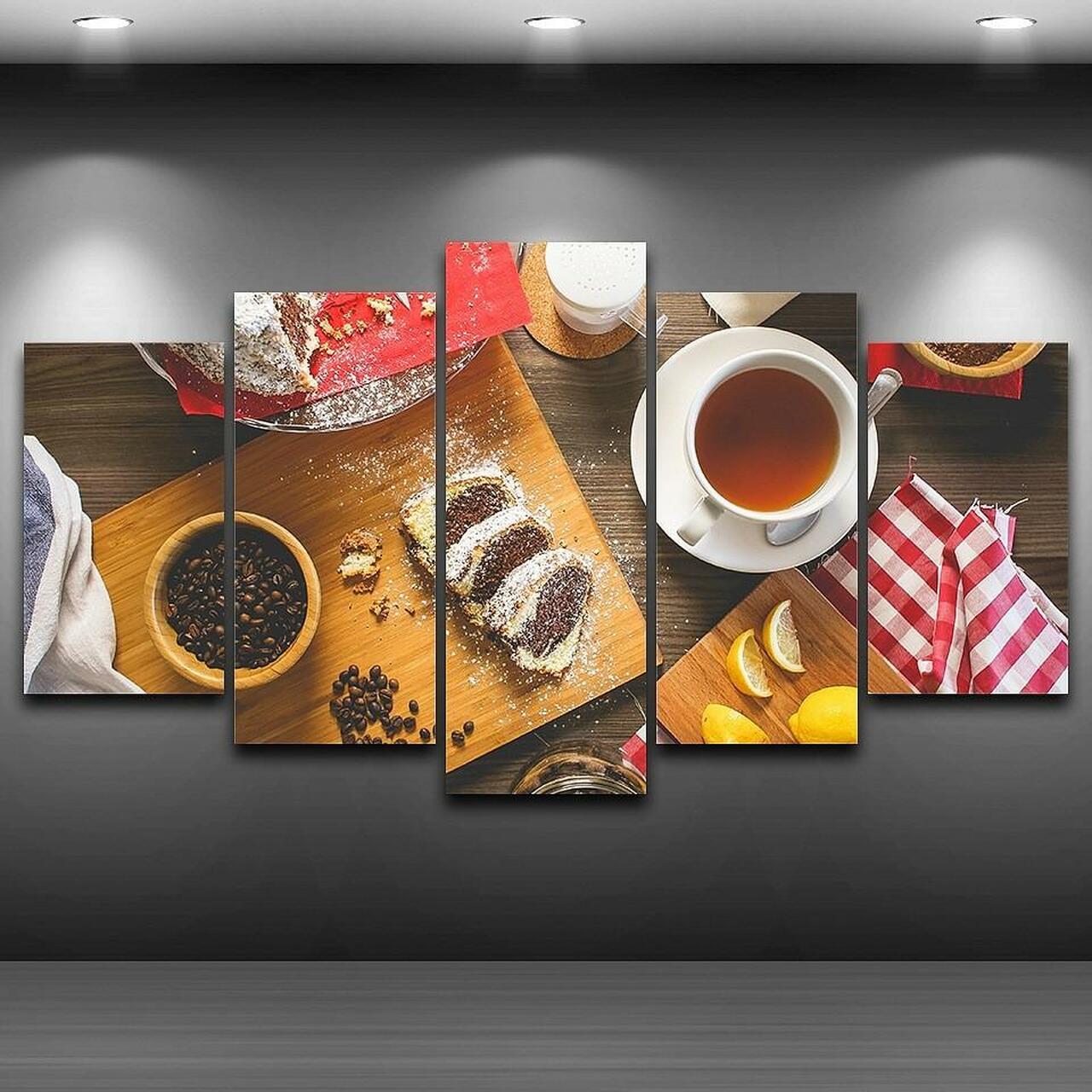 cake and coffee 5 pices peinture sur toile impression sur toile toile art pour la dcoration intrieureuj7qr