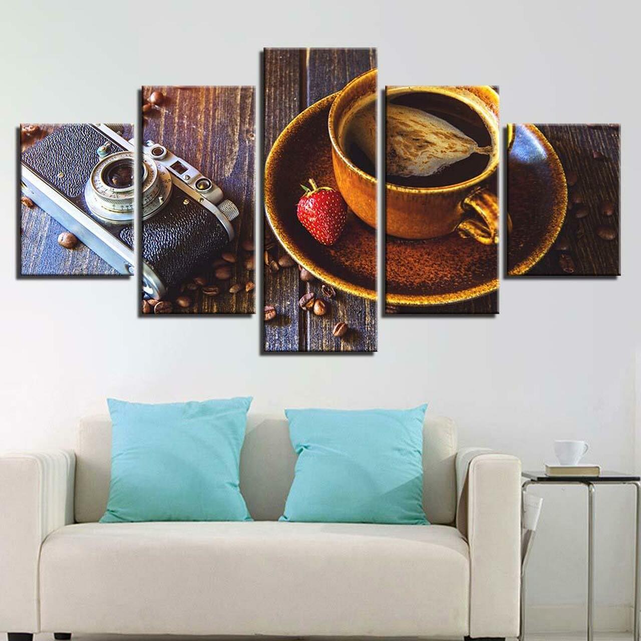 camera coffee 5 pices peinture sur toile impression sur toile toile art pour la dcoration intrieurenisl6