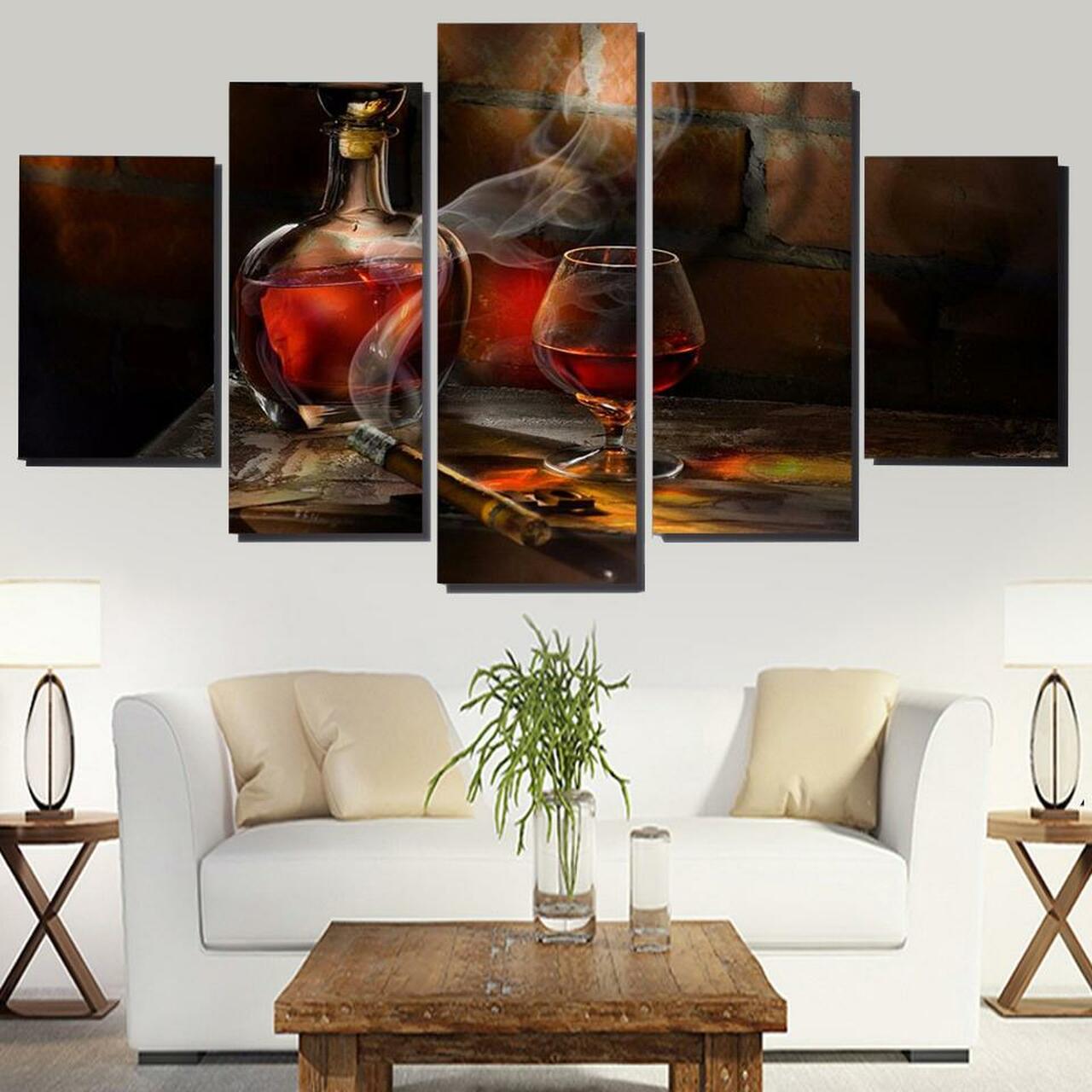cognac cigar 5 pices peinture sur toile impression sur toile toile art pour la dcoration intrieuret54zr