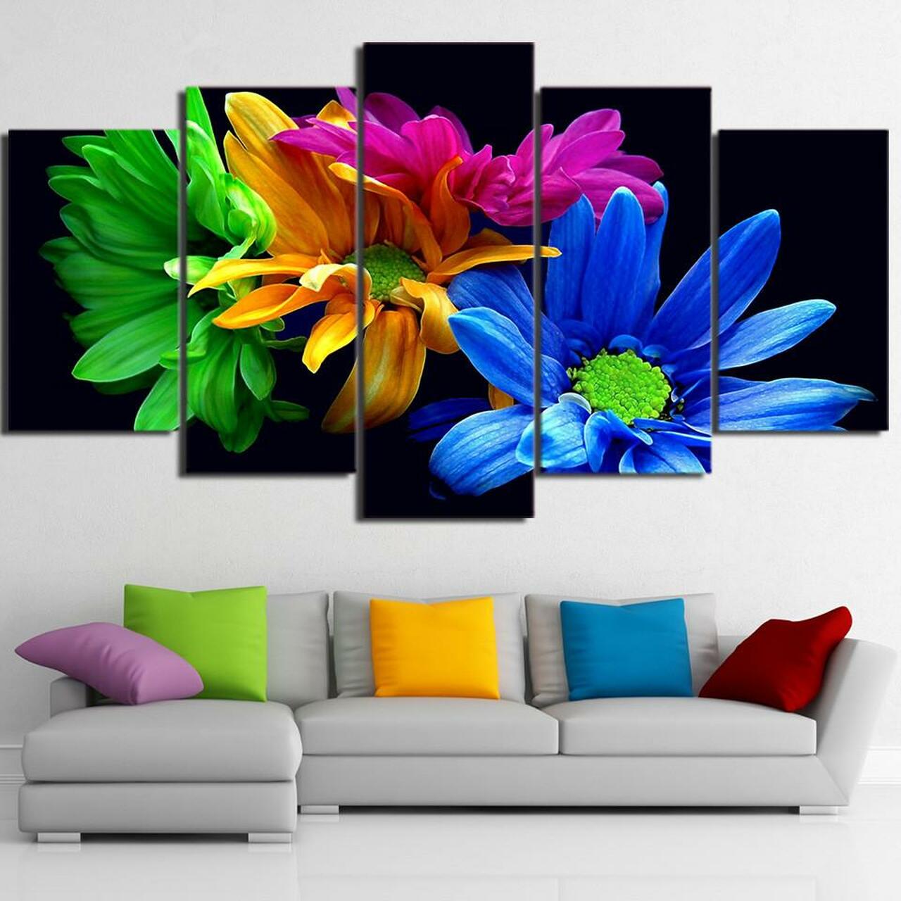 colorful daisies 5 pices peinture sur toile impression sur toile toile art pour la dcoration
