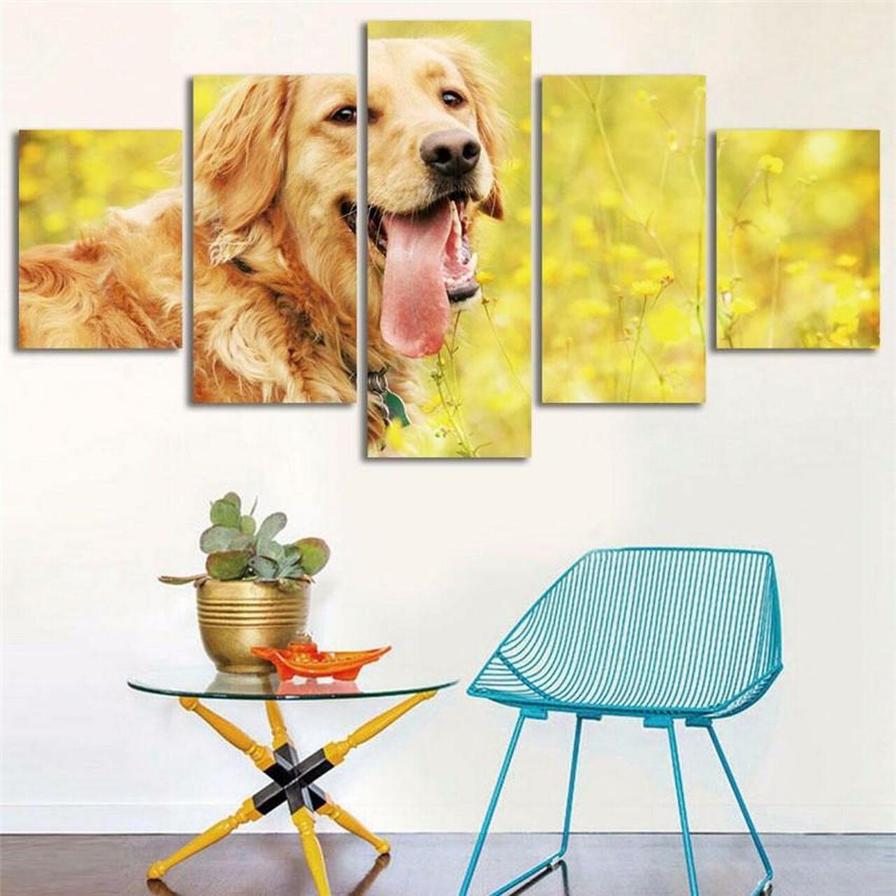 cute golden retriever dog 5 pices peinture sur toile impression sur toile toile art pour la dcoration
