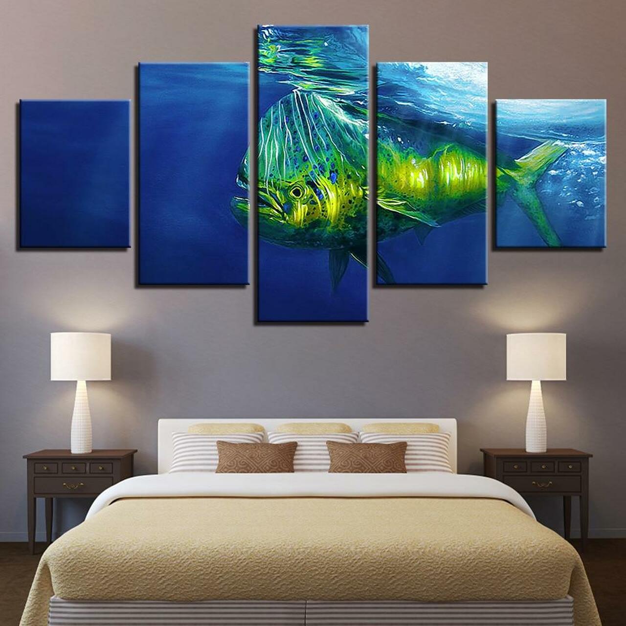 deep sea fish 5 pices peinture sur toile impression sur toile toile art pour la dcoration intrieurewtbbq