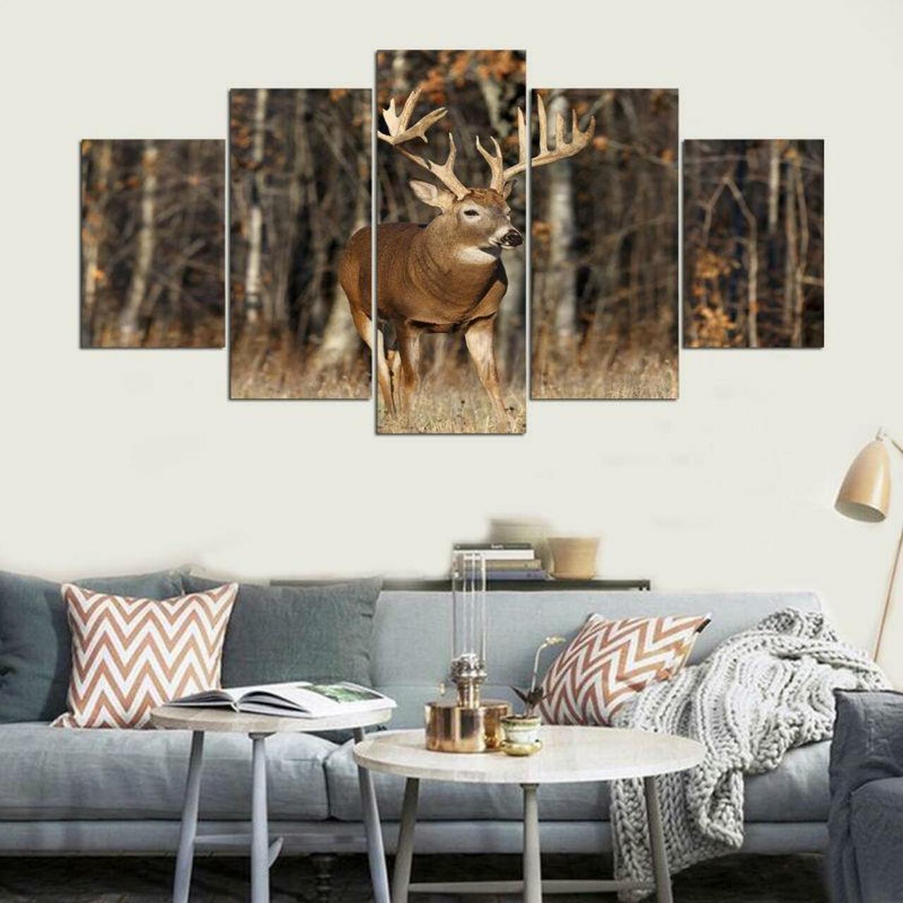 deer in forest 5 pices peinture sur toile impression sur toile toile art pour la dcoration intrieure3ctlh