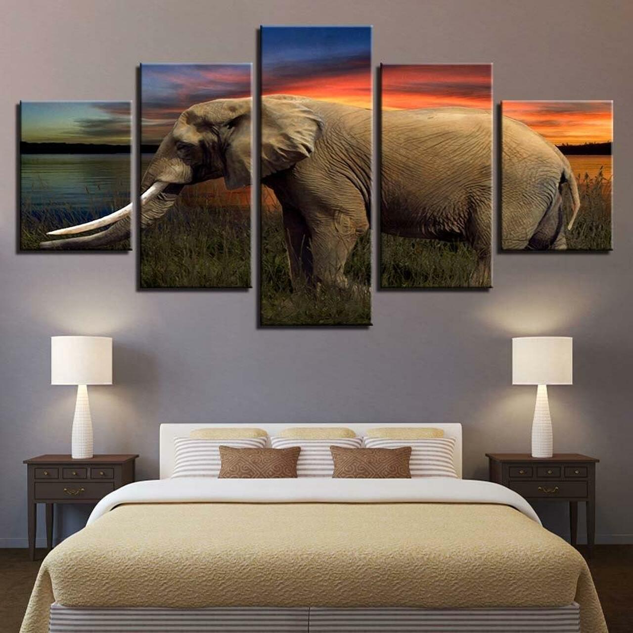 elephant canvas 5 pices peinture sur toile impression sur toile toile art pour la dcoration intrieurem58ky
