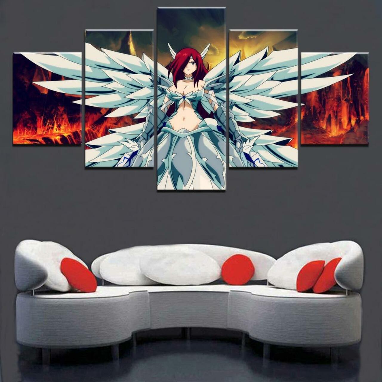 erza scarlet fairy tail 5 pices peinture sur toile impression sur toile toile art pour la dcoration intrieurehmsqf