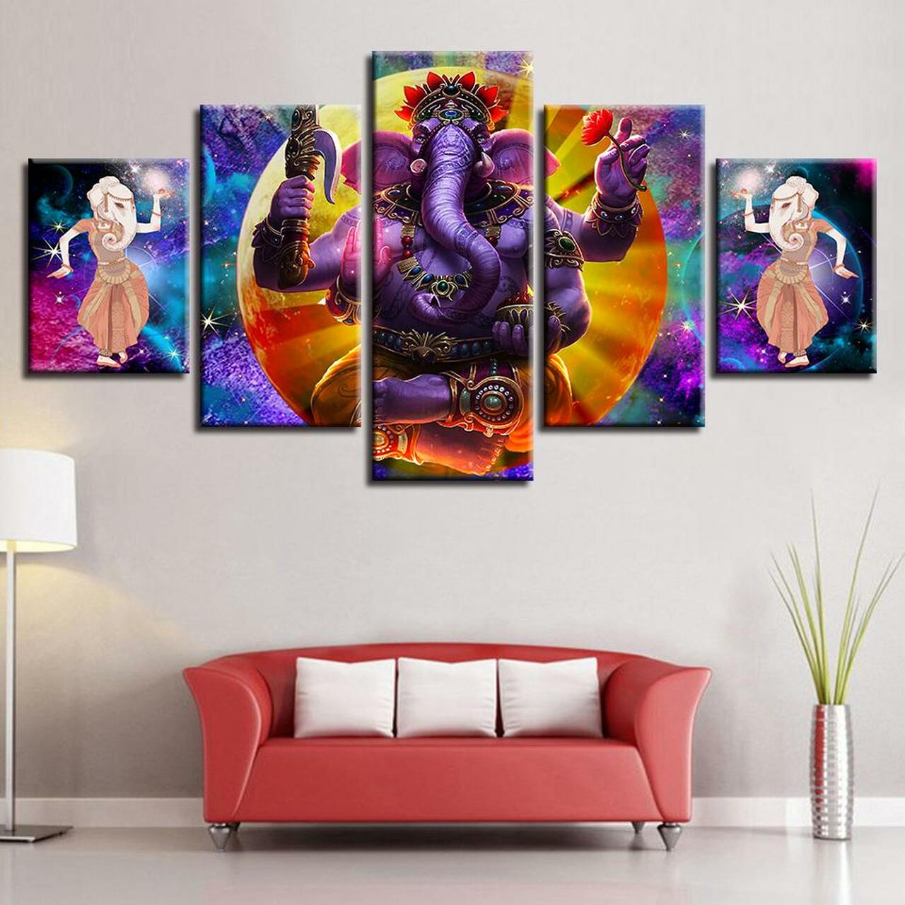 fierce ganesha 5 pices peinture sur toile impression sur toile toile art pour la dcoration
