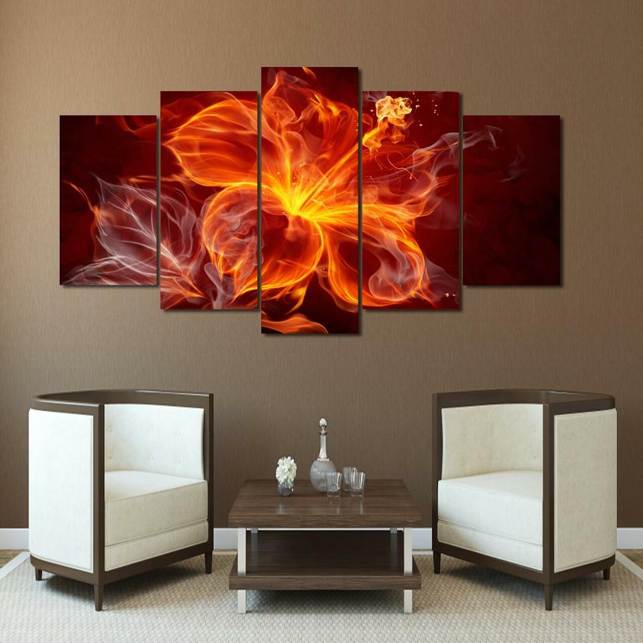 fiery orchid 5 pices peinture sur toile impression sur toile toile art pour la dcoration intrieuredca1p