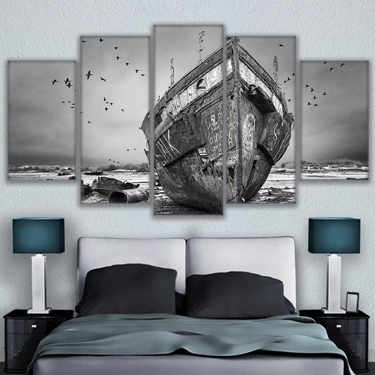fishing boat 5 pices peinture sur toile impression sur toile toile art pour la dcoration
