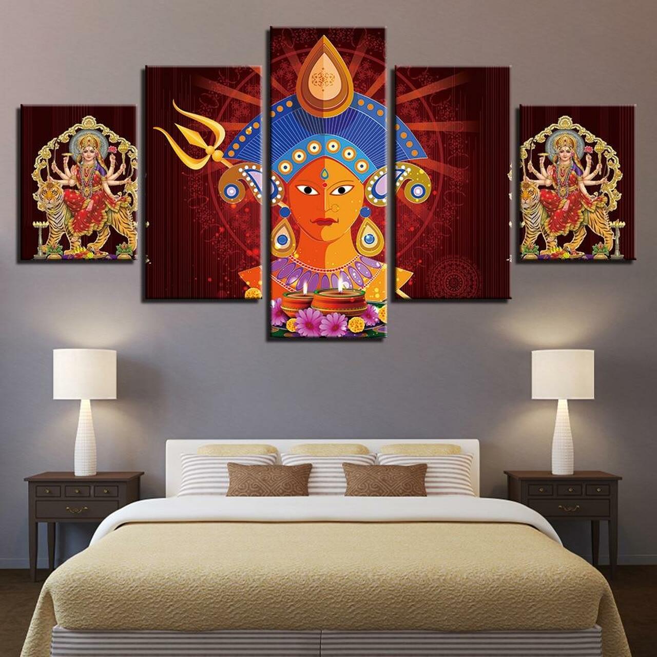 goddess vaishno devi 5 pices peinture sur toile impression sur toile toile art pour la dcoration intrieuregjaqi