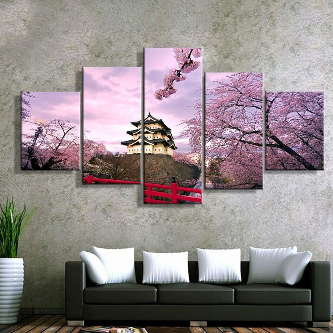 japanese pagoda 5 pices peinture sur toile impression sur toile toile art pour la dcoration intrieurewymgj