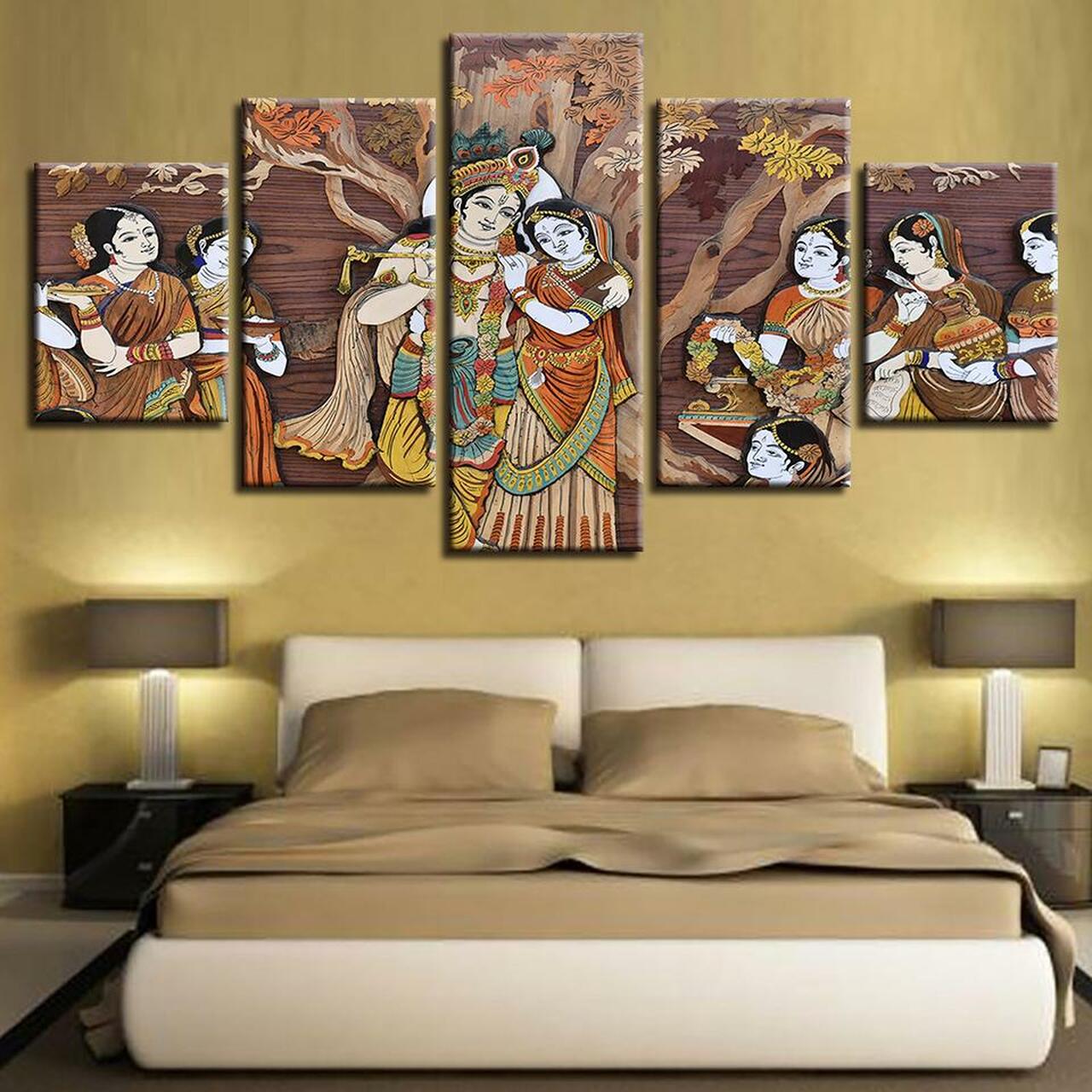 krishna and radha ras leela 5 pices peinture sur toile impression sur toile toile art pour la dcoration intrieurejcnv8